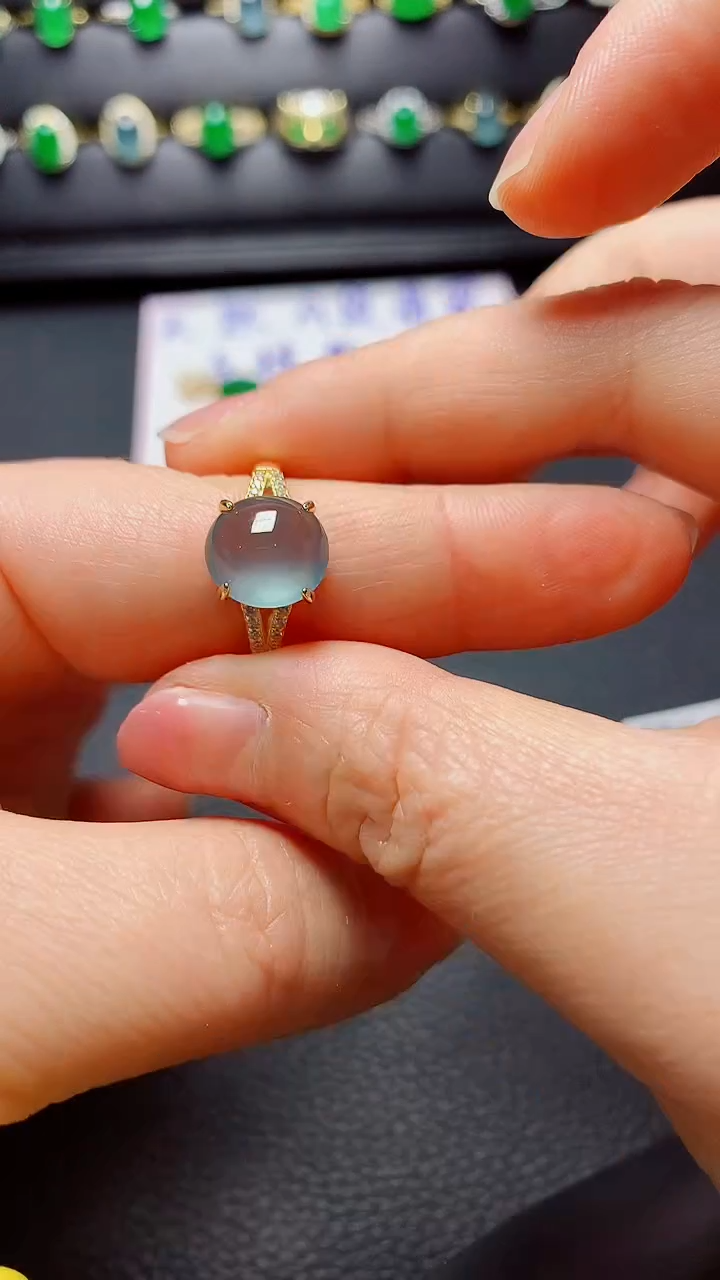 银S925镶嵌戒指翡翠天然翡翠A货s925银镶