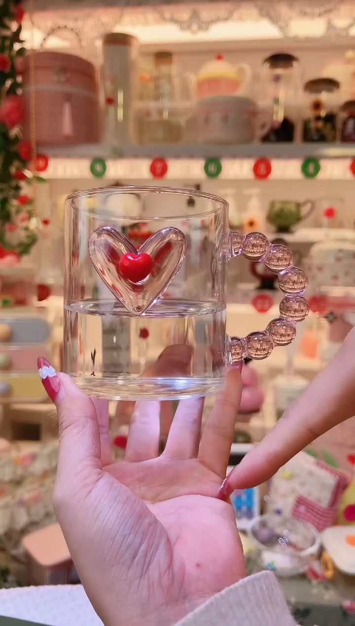 粉色爱心水杯——手工制作品质好！