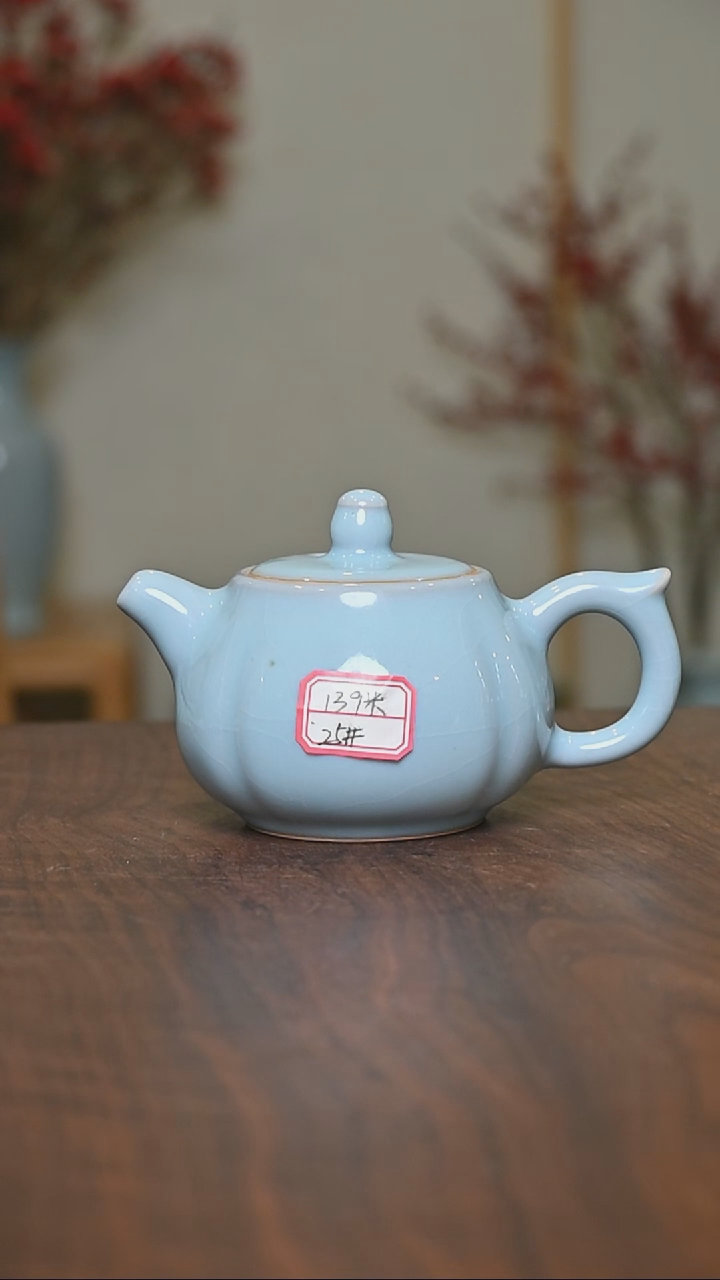 【闪购商品】其他25#微瑕天青釉朱家汝窑款莲花壶