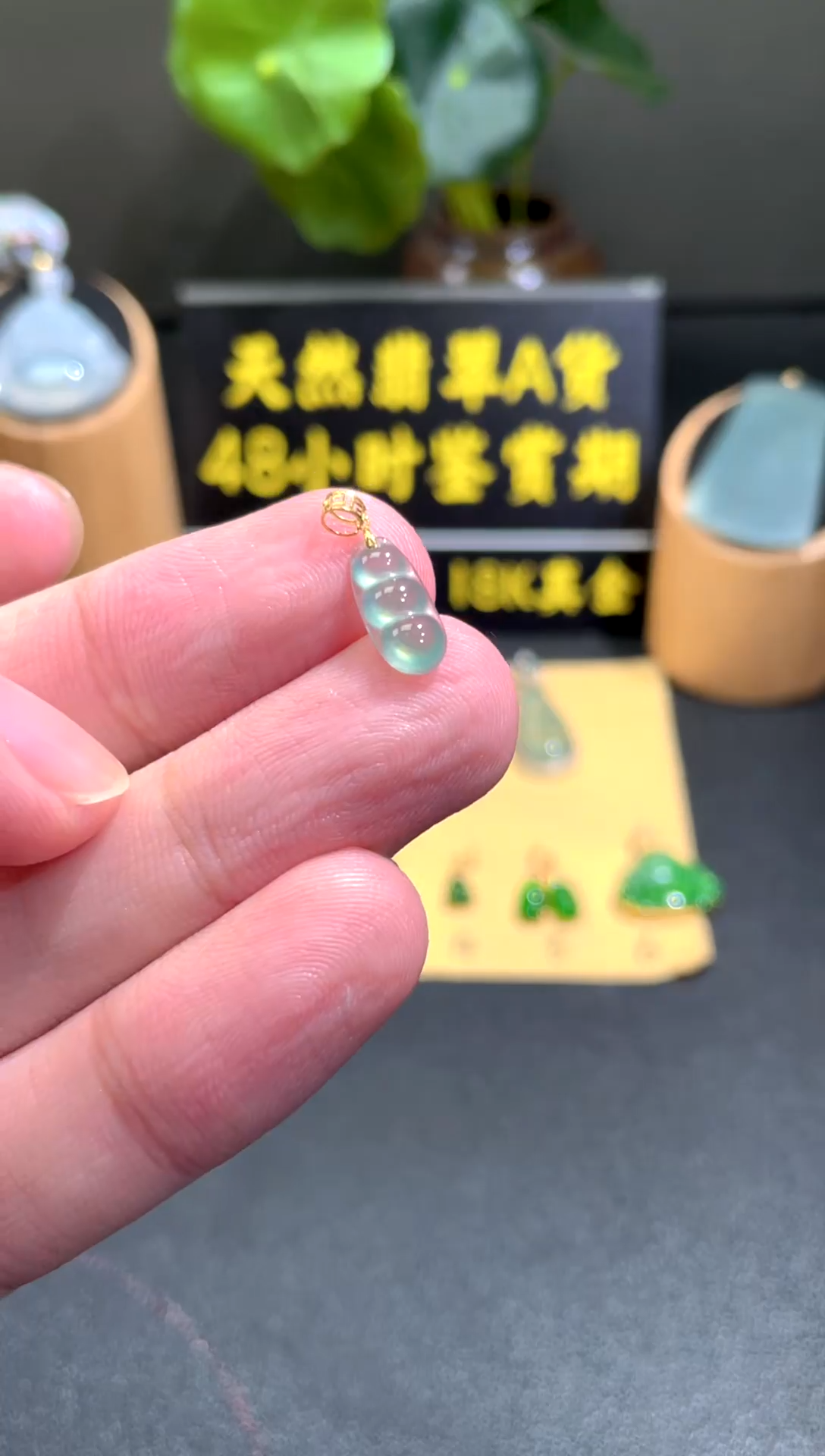 颈饰18K金镶嵌翡翠翡翠A货