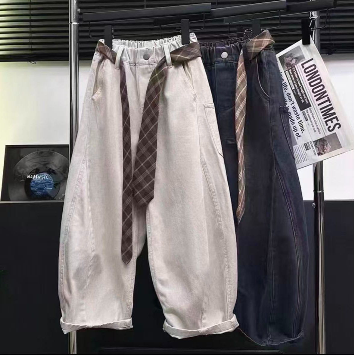 秋季新款男童女童牛仔裤2025春秋款宽松休闲微阔弯刀裤