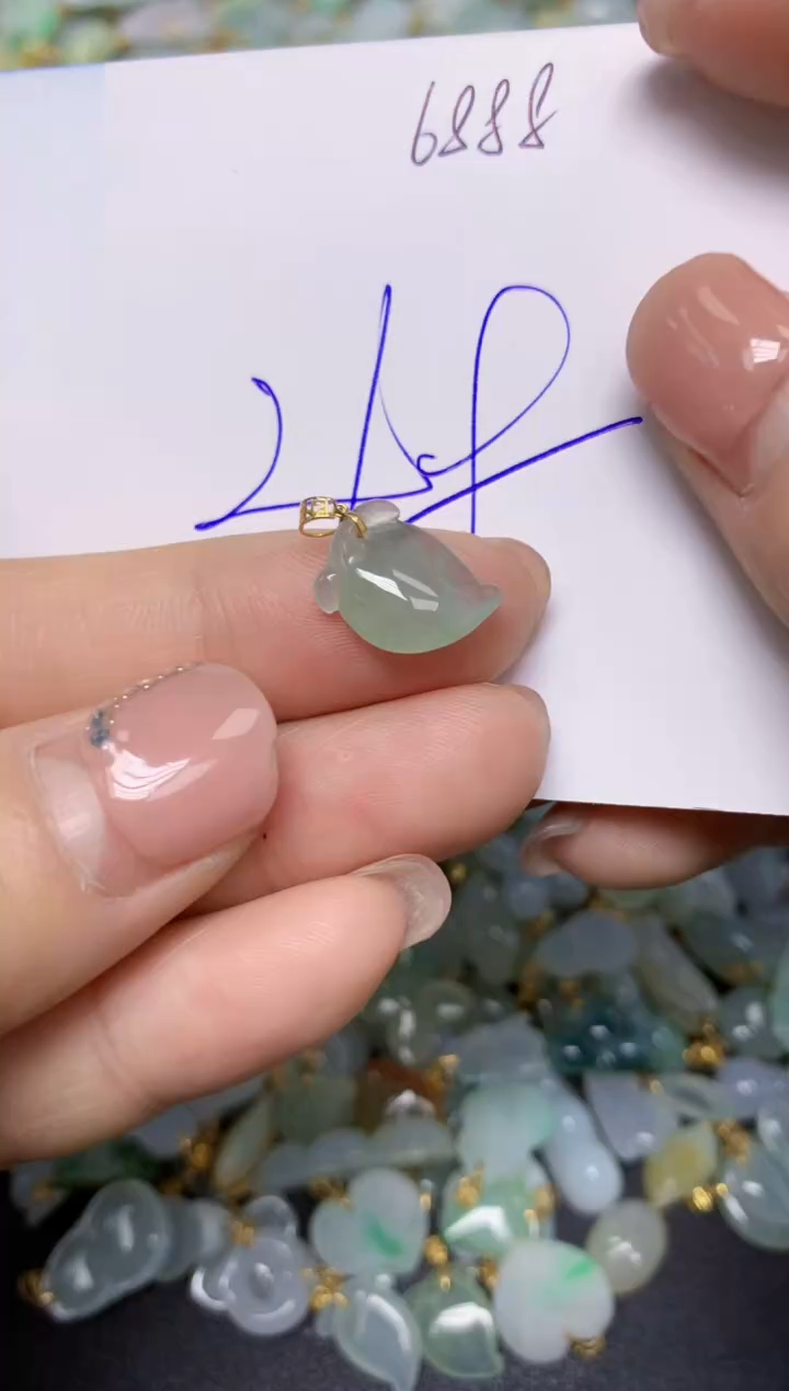 【闪购商品】翡翠挂件18K金镶嵌 天然翡翠A货