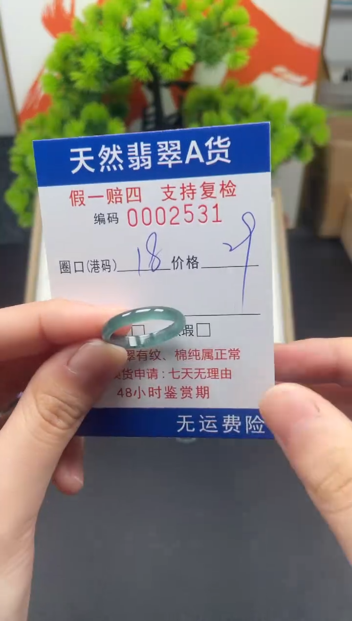 翡翠未镶嵌戒指18*2531--