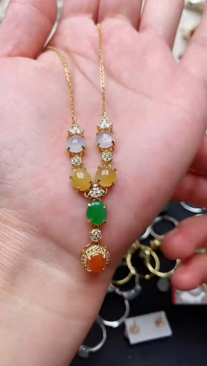 【闪购商品】翡翠颈饰银S925镶嵌天然翡翠 444 8+