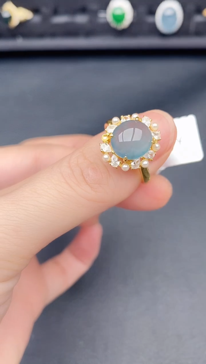 银S925镶嵌戒指翡翠天然a货翡翠144