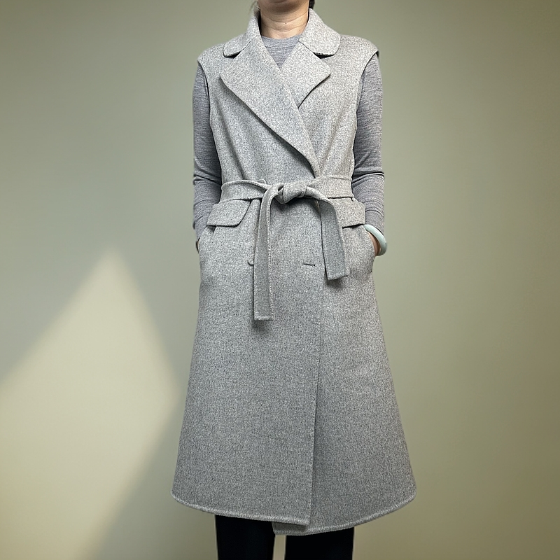 DT-2024020秋冬长款时尚气质经典翻领马甲