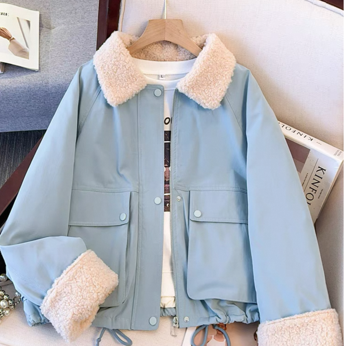 【薇薇专属】毛呢蓝色翻领外套41