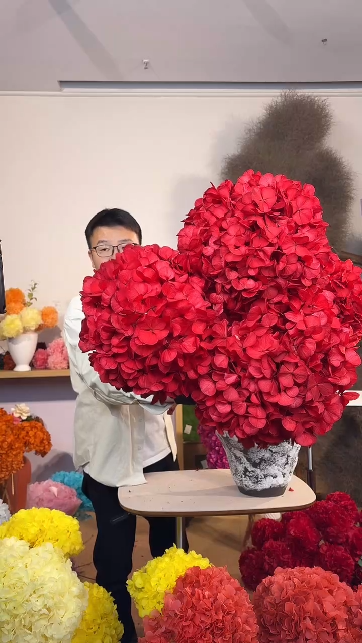 吸色永生大叶绣球3枝 红