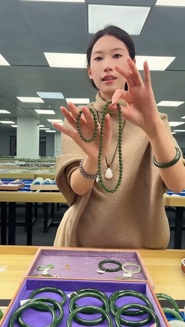 项链银S925镶嵌和田玉和田玉碧玉项链手串两件套多样性发一