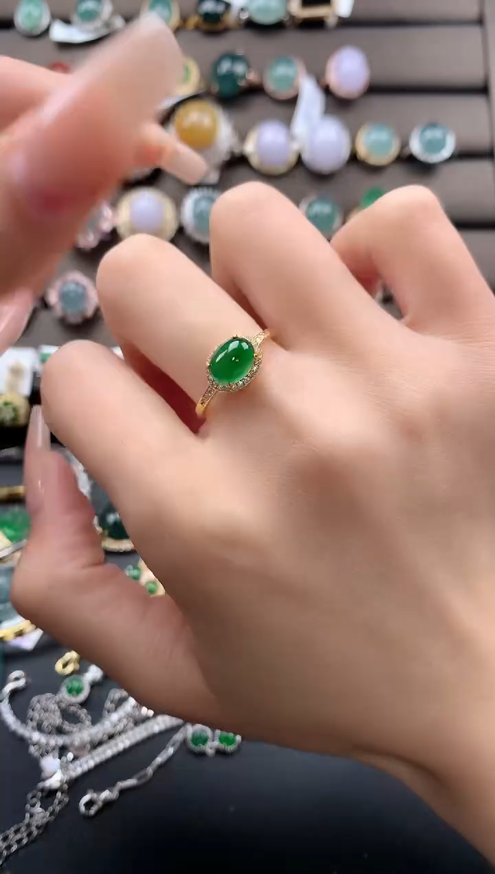 【闪购商品】翡翠戒指银S925镶嵌43432434