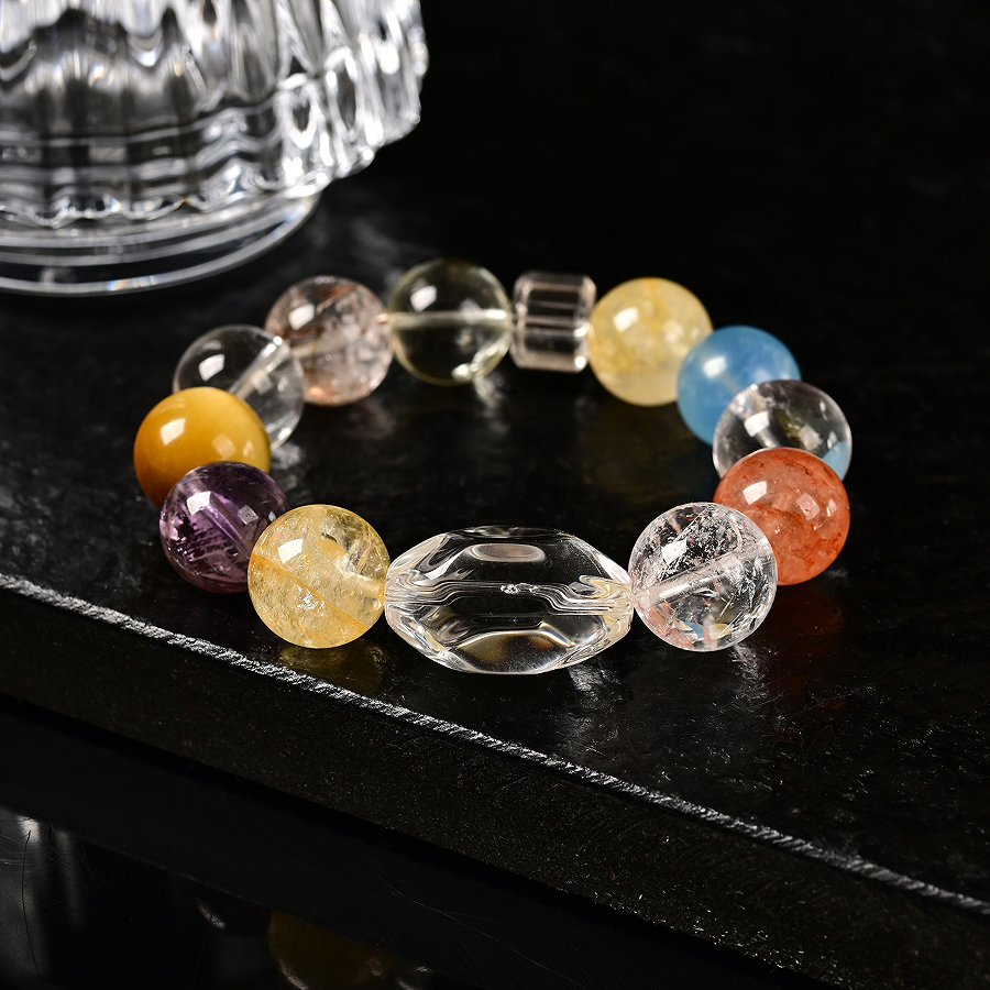 九福晶典 九曜金芒水晶多宝手串（多样性发其一）JFJD901586