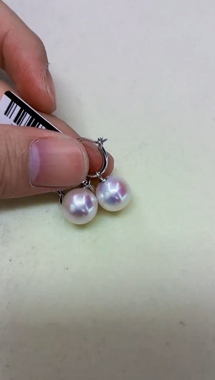 银S925镶嵌DA淡水珍珠耳饰11-12 y1087