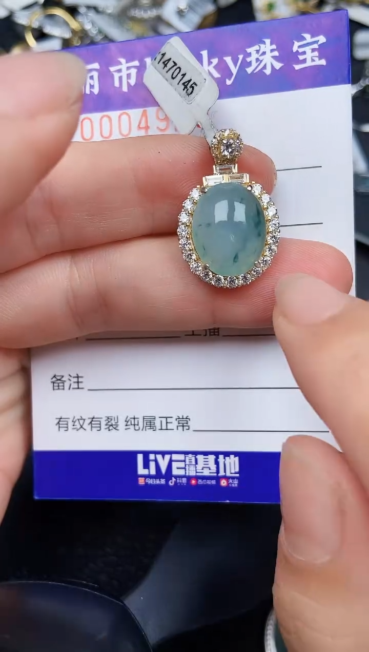 翡翠银S925镶嵌颈饰4929