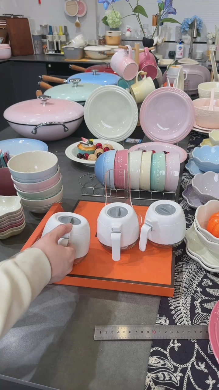 【闪购商品】瓷奶油白3个装玻璃调味罐