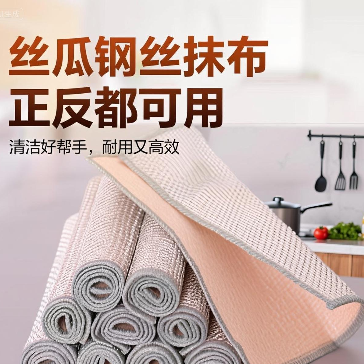 两块丝瓜络-钢丝二合一抹布