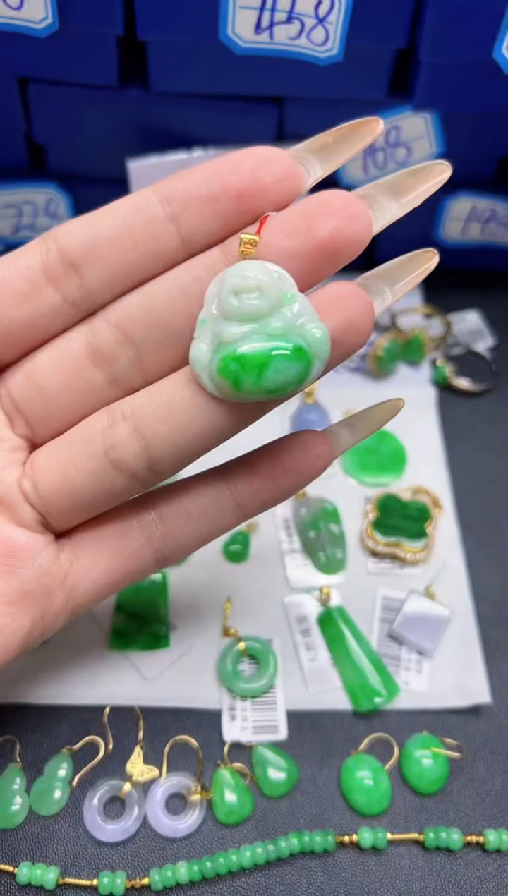 【闪购商品】翡翠颈饰18K金镶嵌Y缅料A货/支持复检/一件
