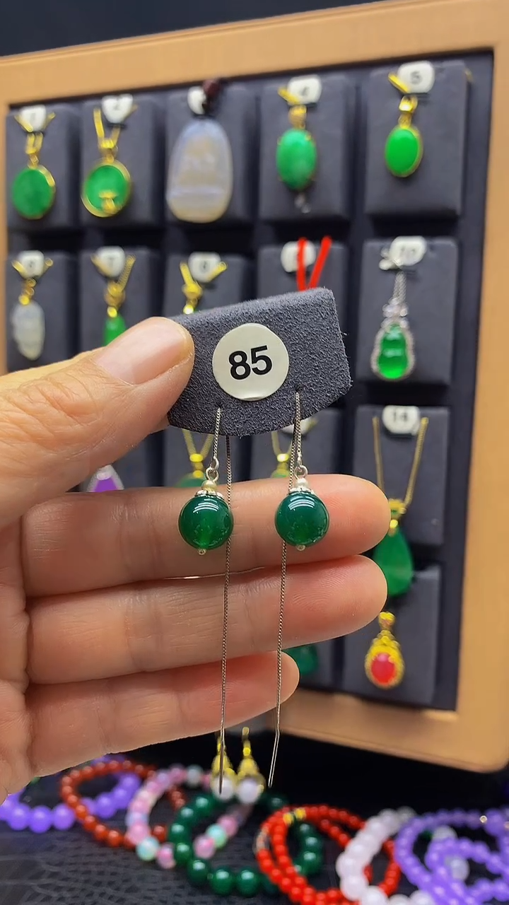 【闪购商品】玛瑙/玉髓耳坠银S925镀金镶嵌耳坠085