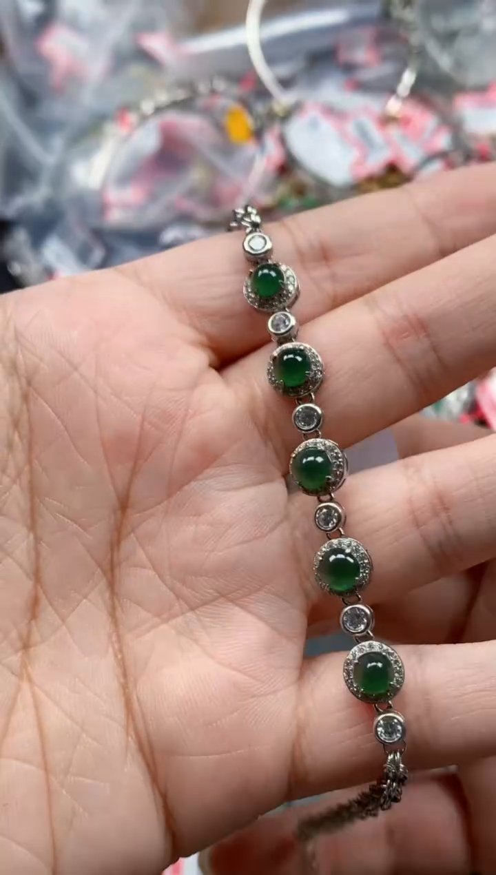 银S925镶嵌戒指翡翠天然A货缅甸翡翠