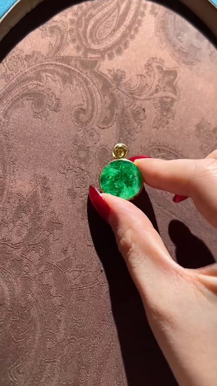 【闪购商品】翡翠吊坠(不含链)银S925镀金镶嵌红翡绿翠 09号