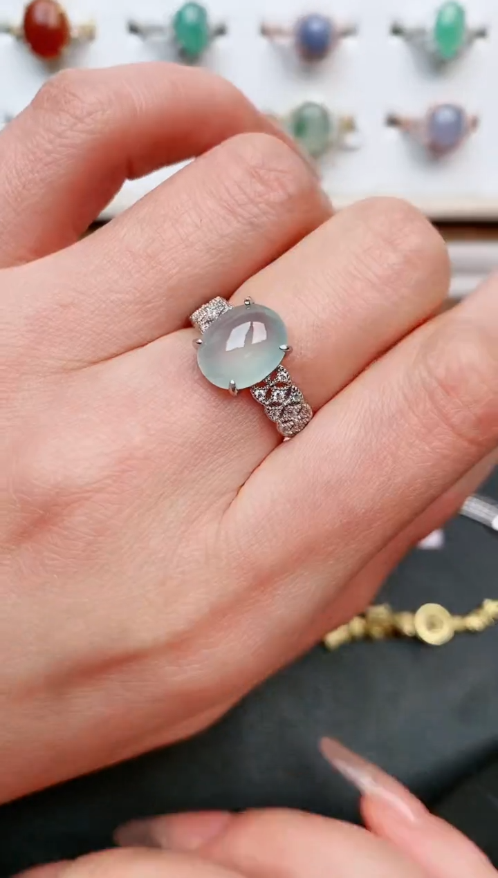 【闪购商品】翡翠戒指银S925镶嵌....