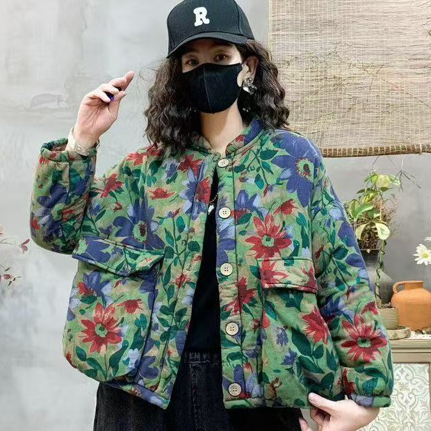 保暖棉衣棉服大码复古碎花棉外套上衣加厚复古百搭时尚网红
