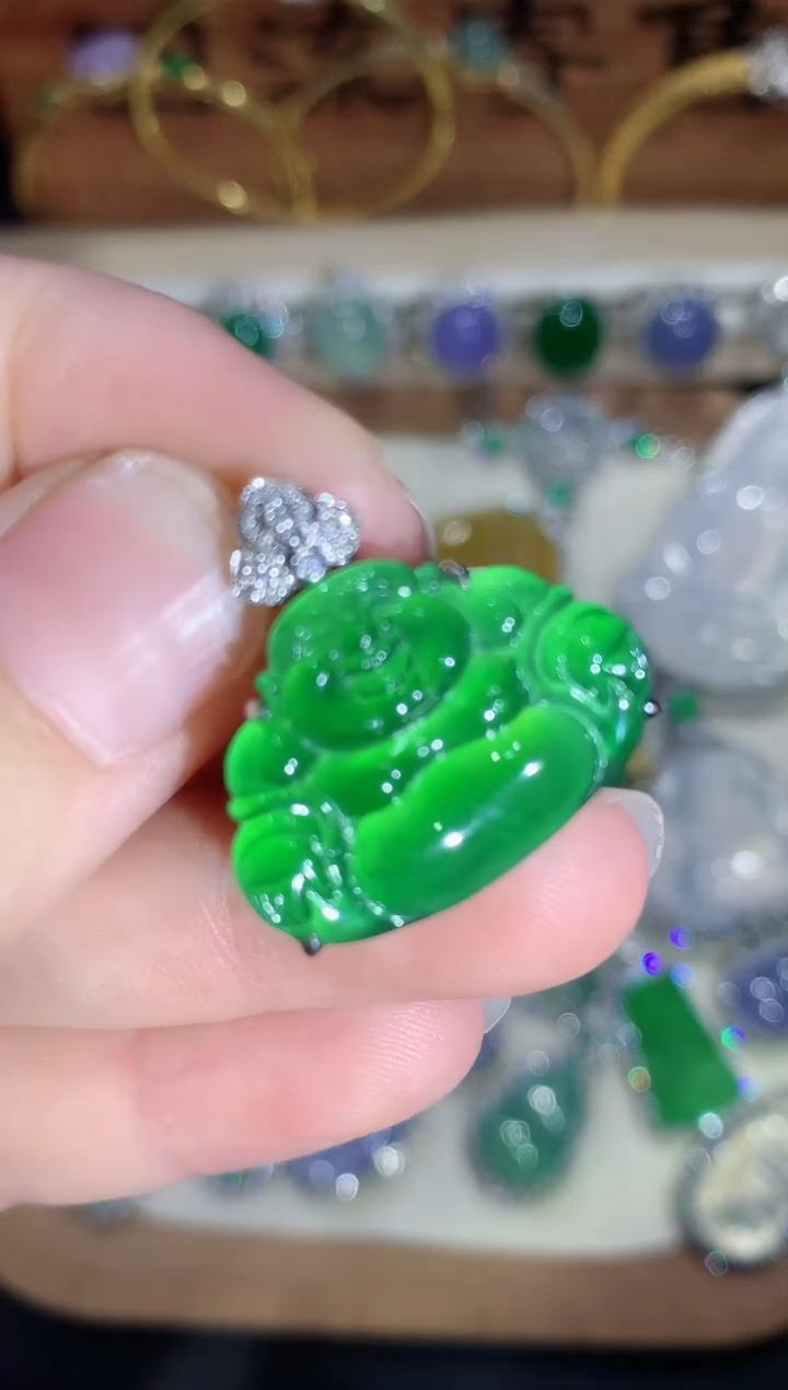 翡翠18K金镶嵌吊坠(不含链)13团购多样性发其一