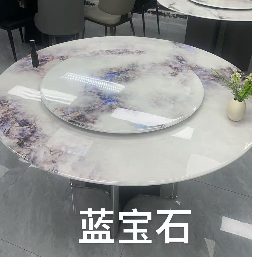 【幸福树】圆桌可伸缩大理石餐桌轻奢意式高端别墅简约现代家用饭桌