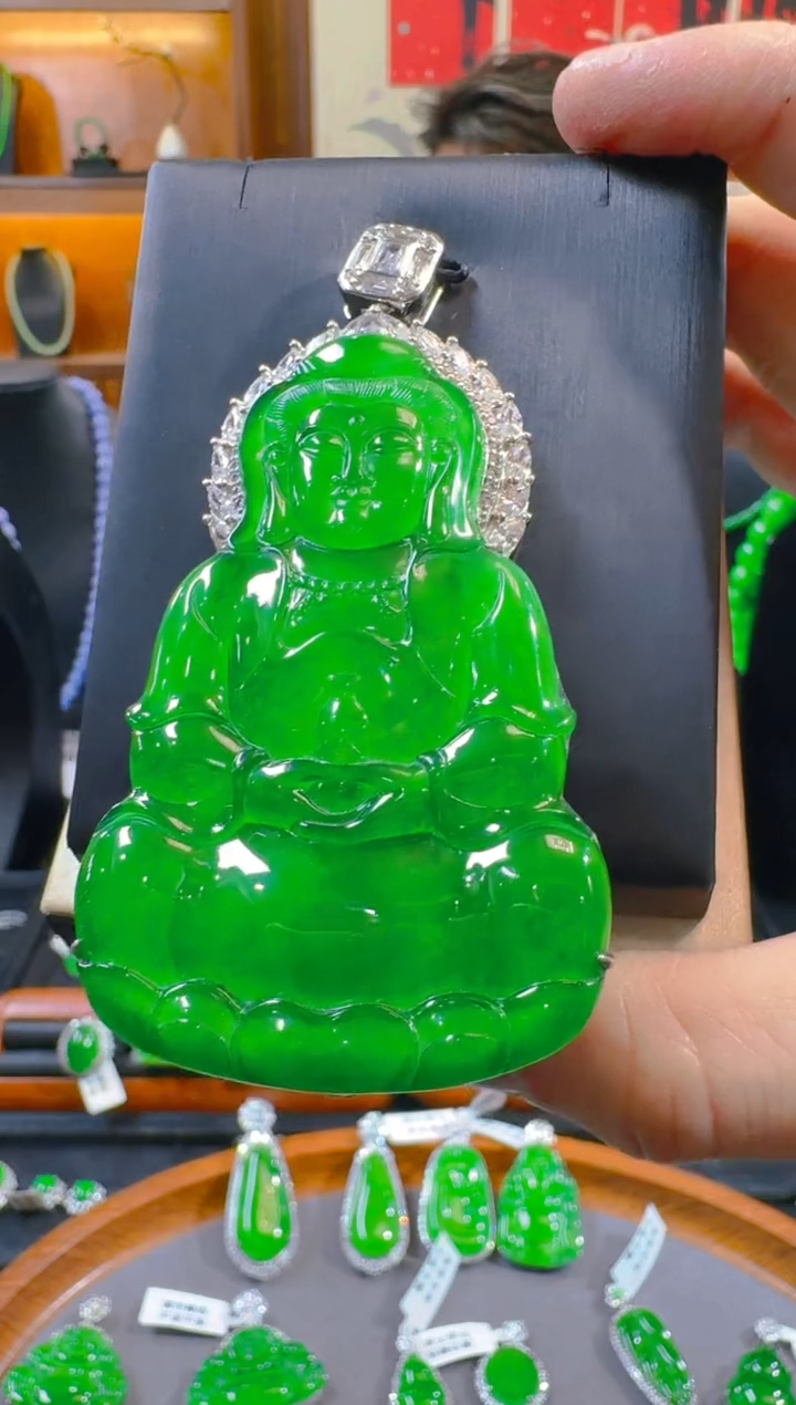 吊坠(赠链)银S925镶嵌翡翠天然A货翡翠