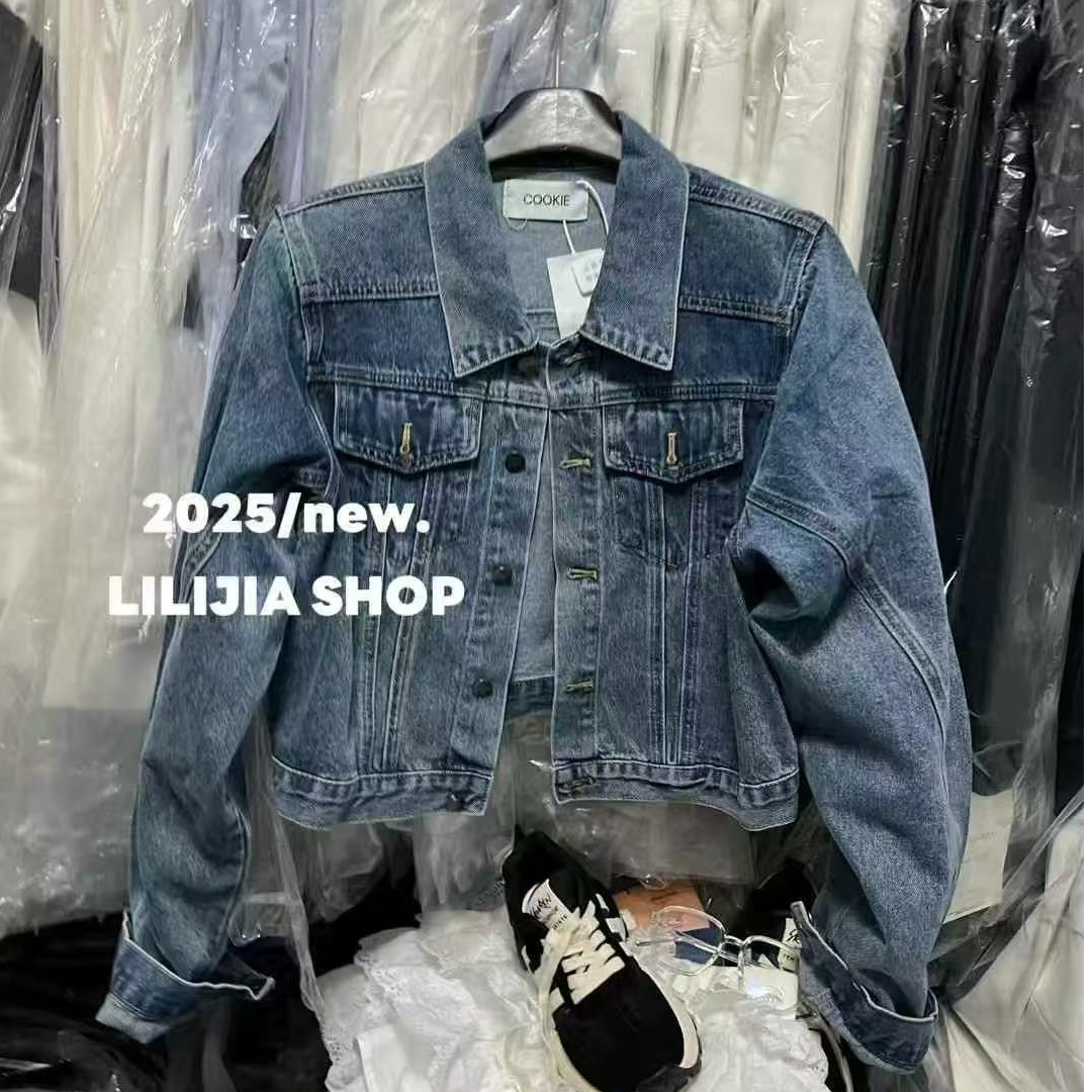 悠悠 春季新款复古水洗牛仔外套女宽松休闲百搭