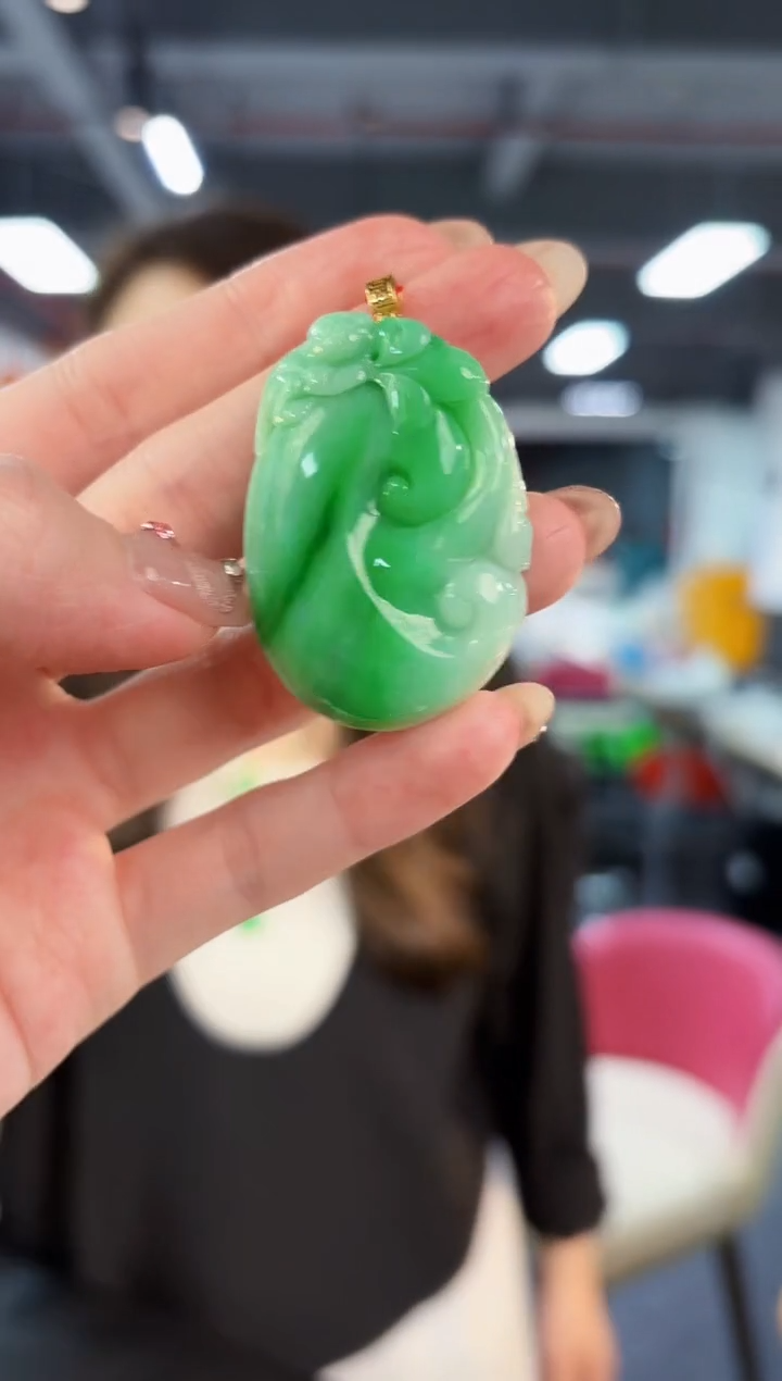 【闪购商品】翡翠颈饰18K金镶嵌缅料A货/支持复检/一件