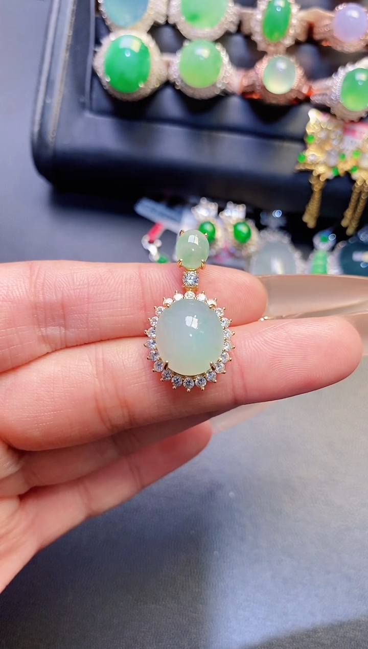 银S925镶嵌戒指翡翠天然