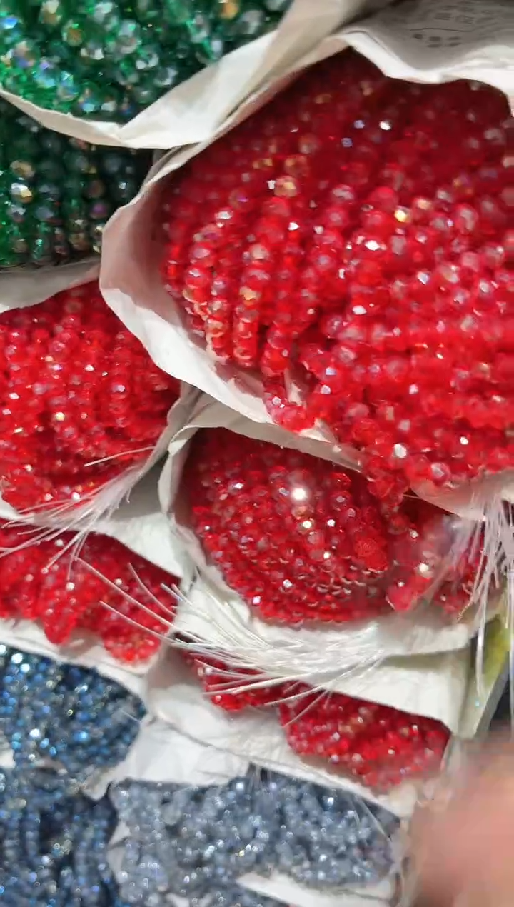 玻璃0943卡4水晶扁10条AB大红色