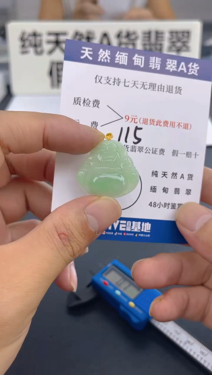 颈饰18K金镶嵌翡翠纯天然缅甸翡翠A货