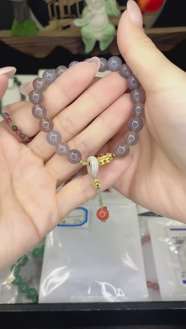【闪购商品】玛瑙/玉髓手链合金烟紫手链