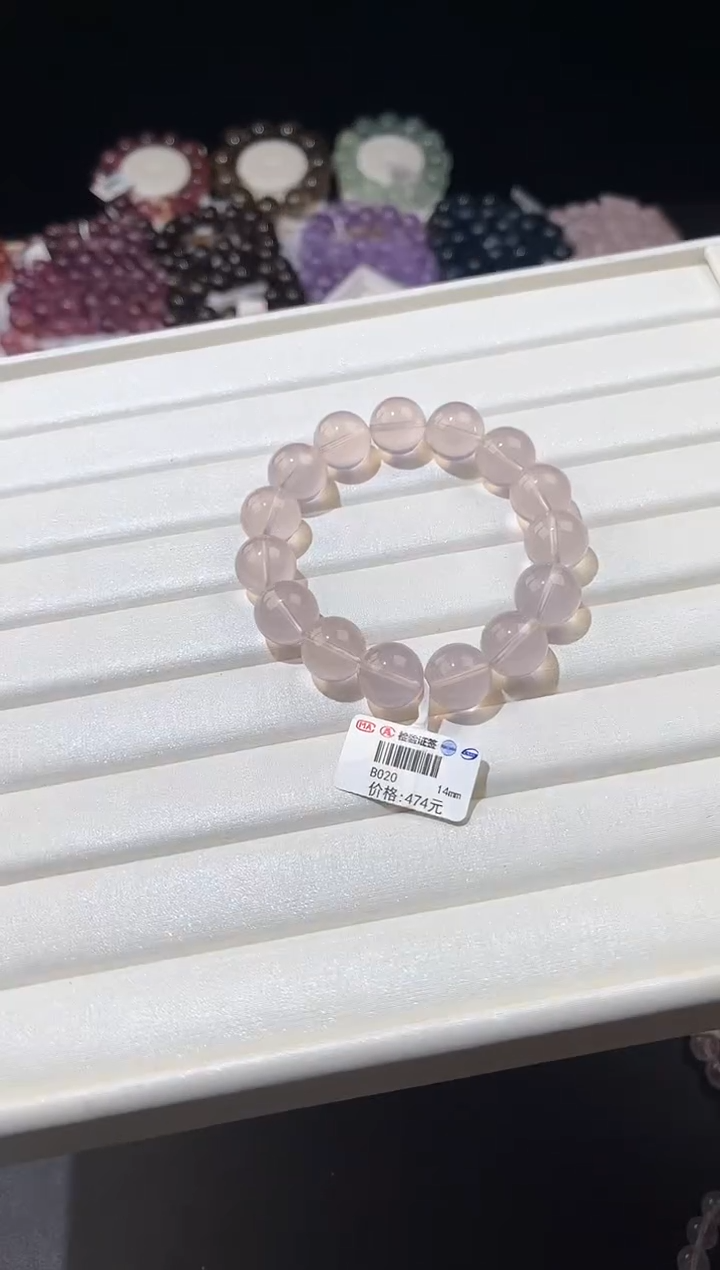 【闪购商品】水晶手链未镶嵌多样性发一紫莫粉14mm
