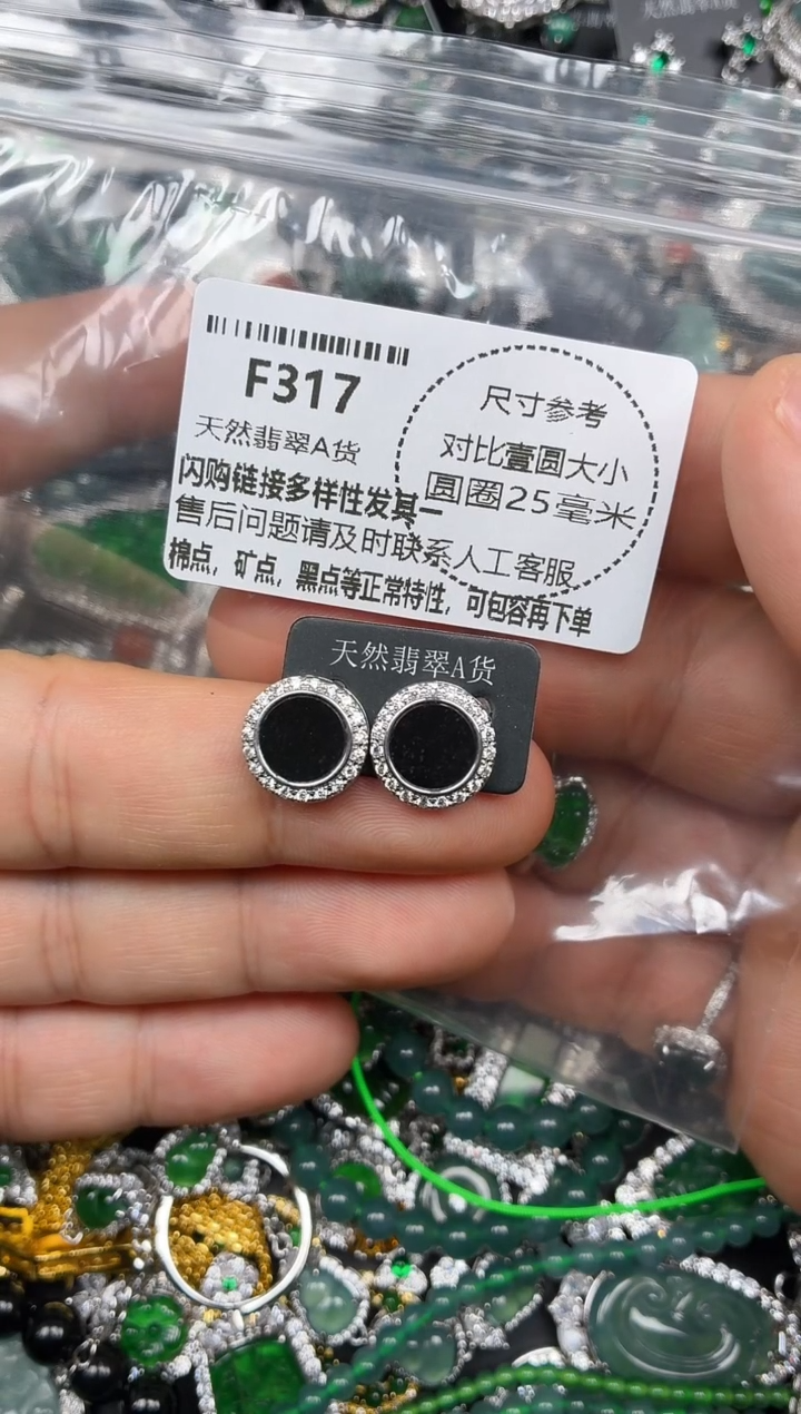 颈饰未镶嵌翡翠F317耳钉