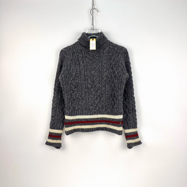 全新未使用 THOMBROWNE  灰色 黄色条纹针织衫/1