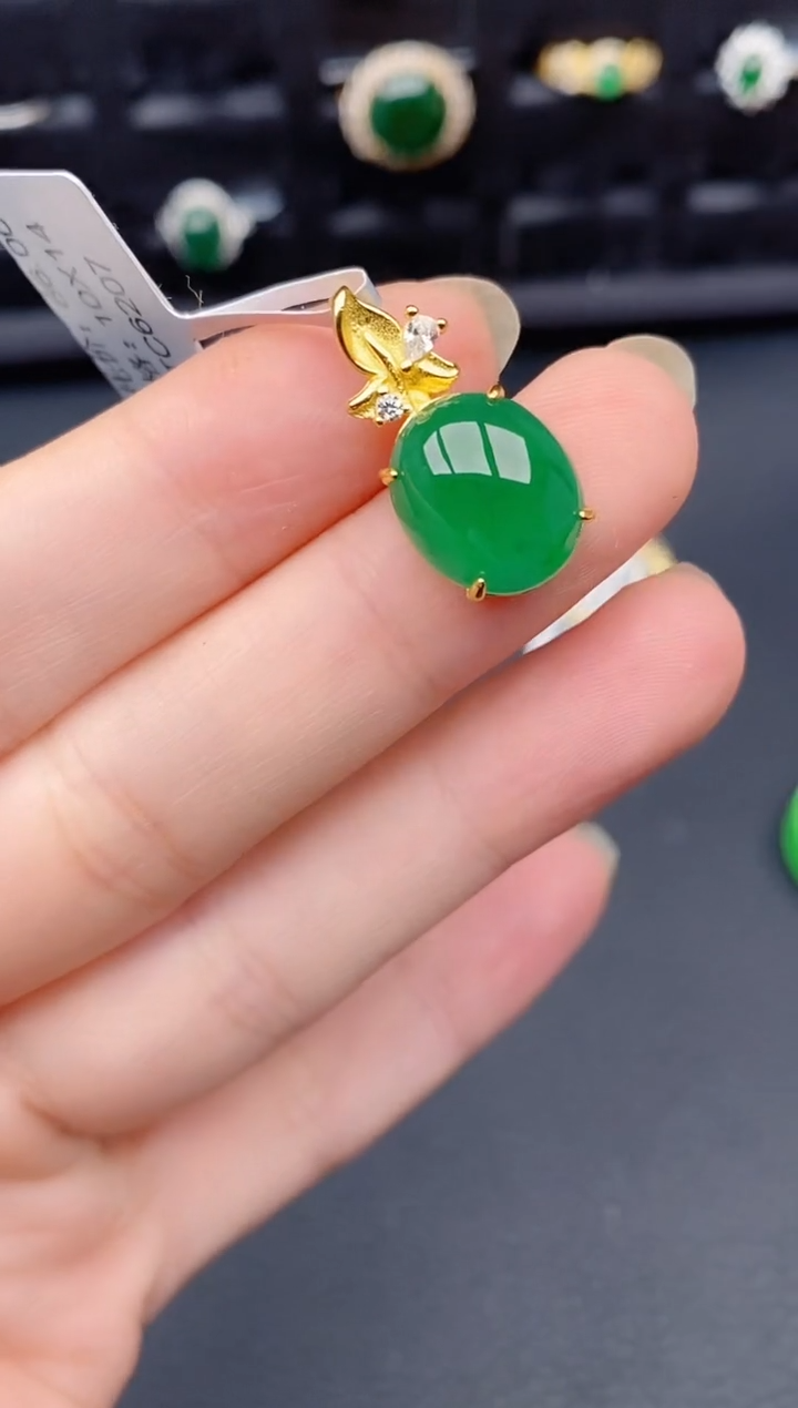 颈饰银S925镶嵌翡翠天然a货翡翠230