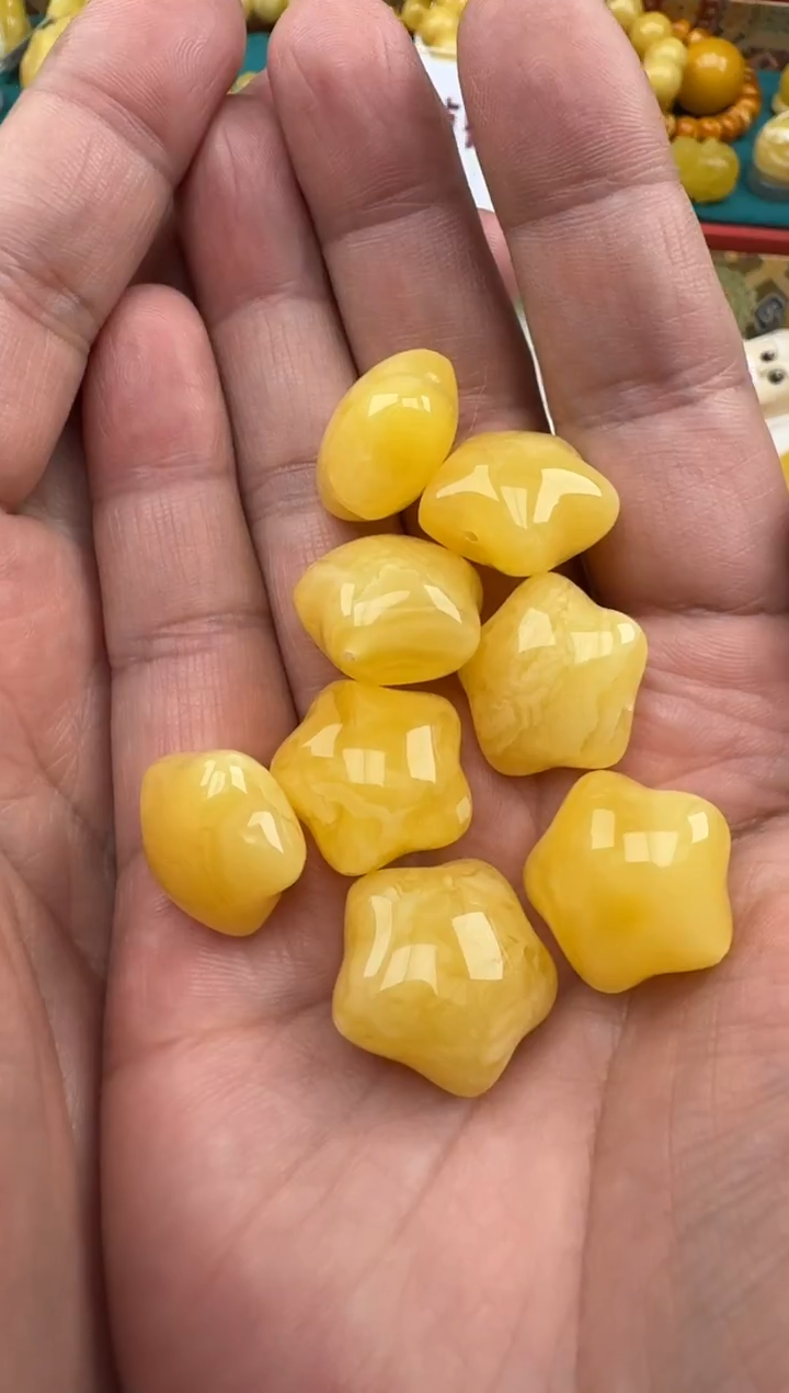 琥珀未镶嵌珠宝奇石罗*星星配饰8颗HZ084