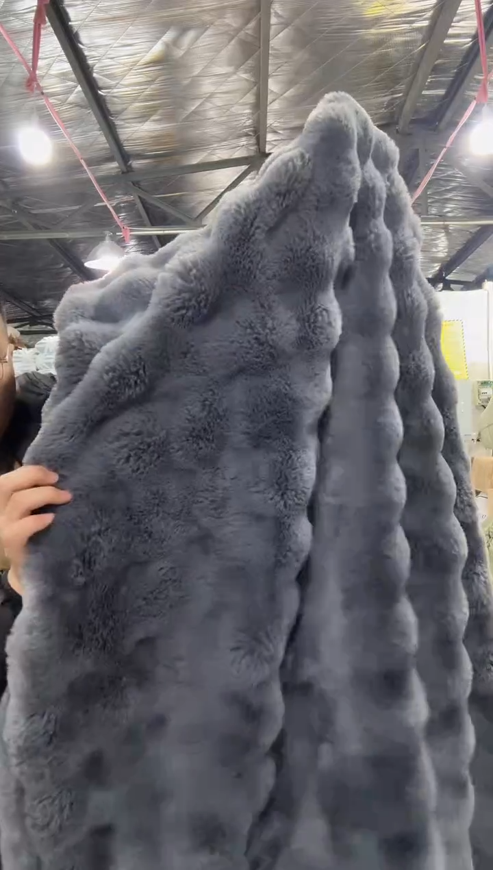 兔毛【高货托斯卡纳泡泡毯2*2.3米】外贸原单毛毯拍完现场打开看