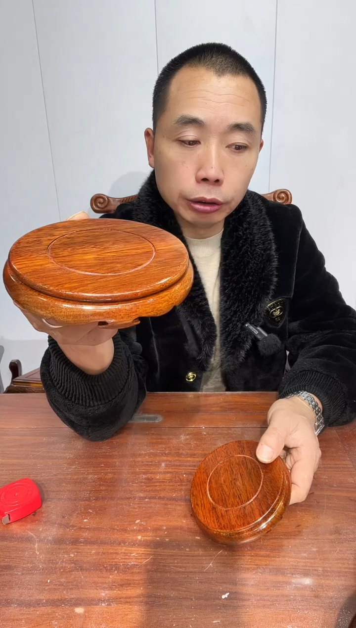 木老花圆形小盘几两个11*12*2.6