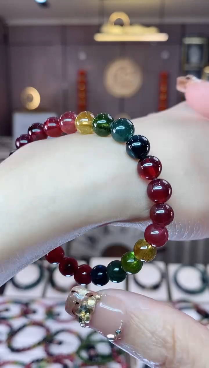 【闪购商品】碧玺单圈手串7mm+未镶嵌一物一证dan