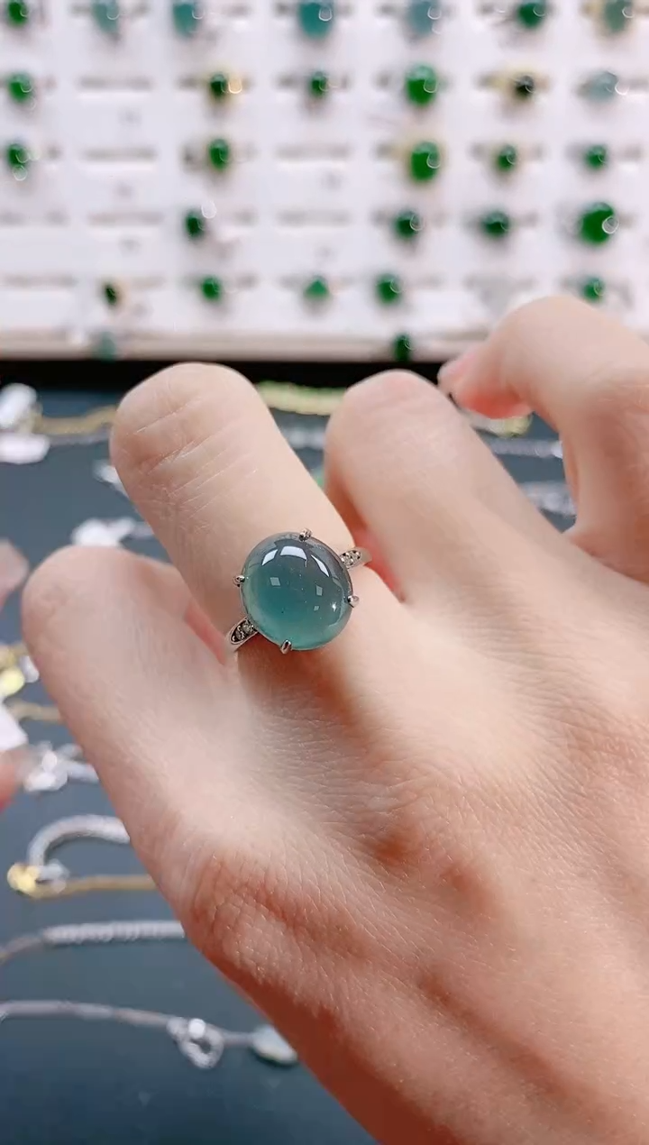 【闪购商品】翡翠戒指银S925镶嵌天然翡翠