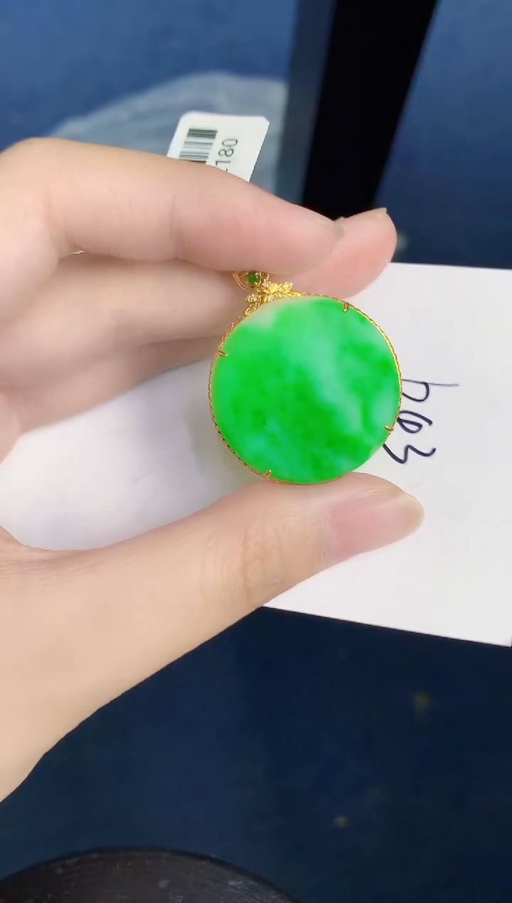 翡翠18K金镶嵌颈饰000000000