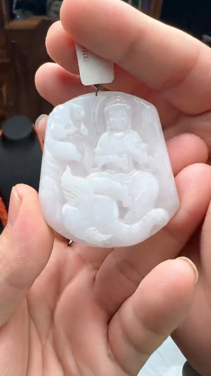 吊坠(不含链)未镶嵌翡翠天然缅甸A货翡翠（普贤菩萨）