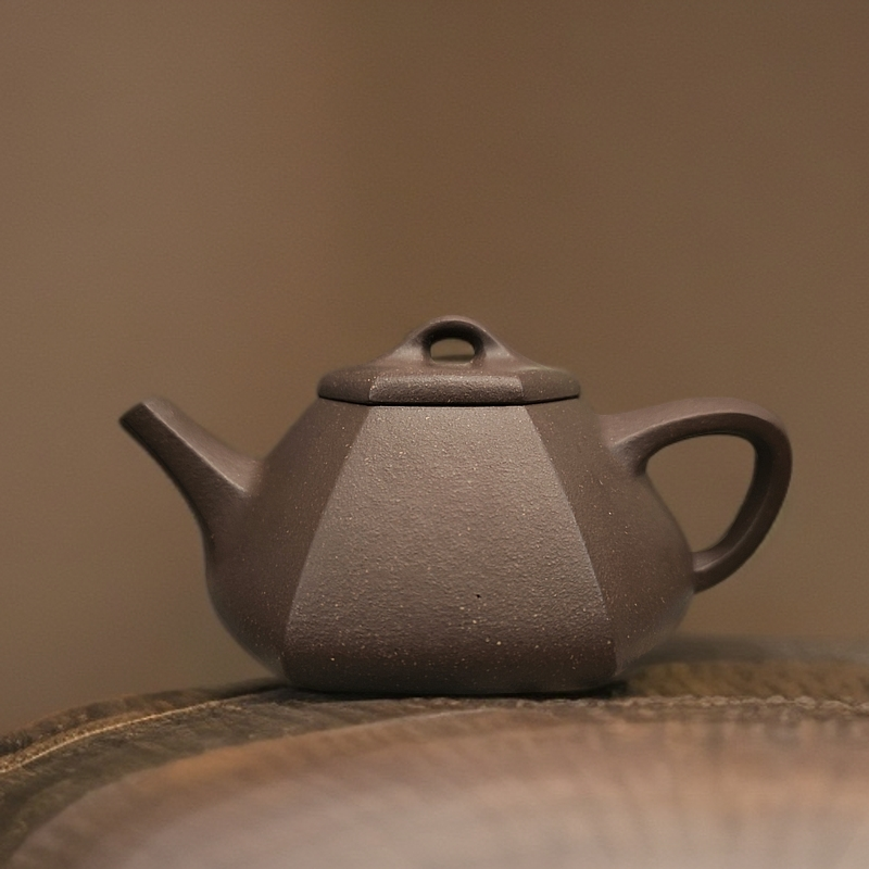 六方石瓢精工半手清灰紫泥