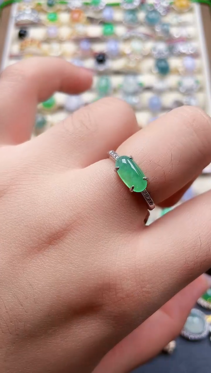 银S925镶嵌戒指翡翠174