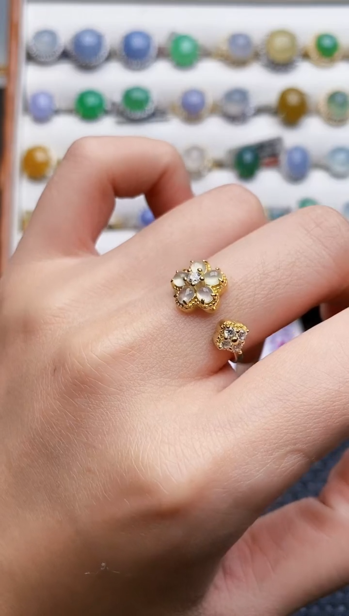 银S925镶嵌戒指翡翠2597