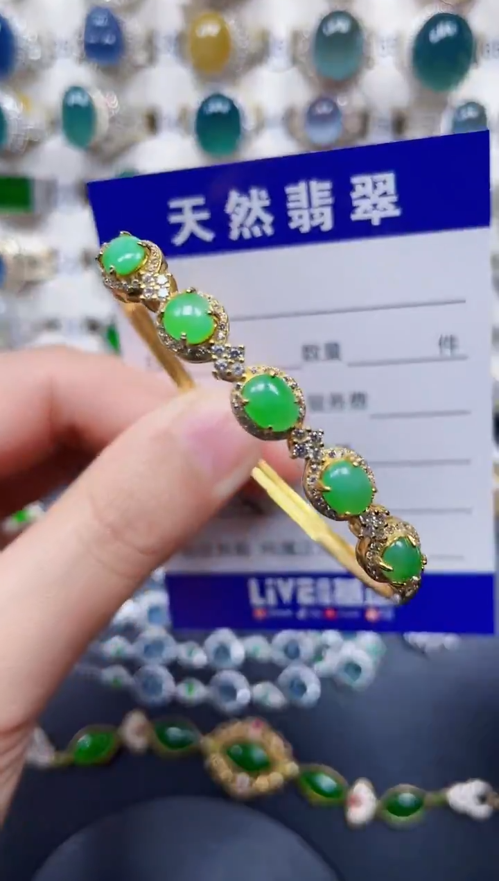 银S925镶嵌手镯翡翠143