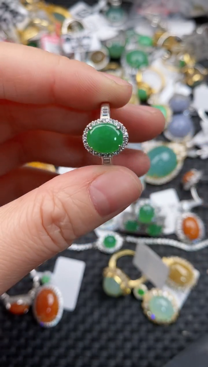 银S925镶嵌戒指翡翠11                     9